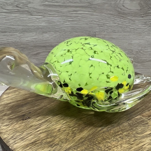 Fifth Avenue Crystal ltd Hand Blown Turtle Figurine Paperweight Green 7" Long - Picture 11 of 11